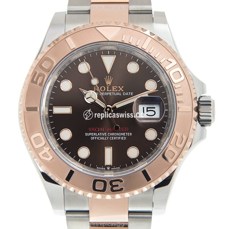 Glamorous Rolex Yacht Master 126621-0001 Replica, Automatic Movement, Brown Dial & 18kt Gold Case