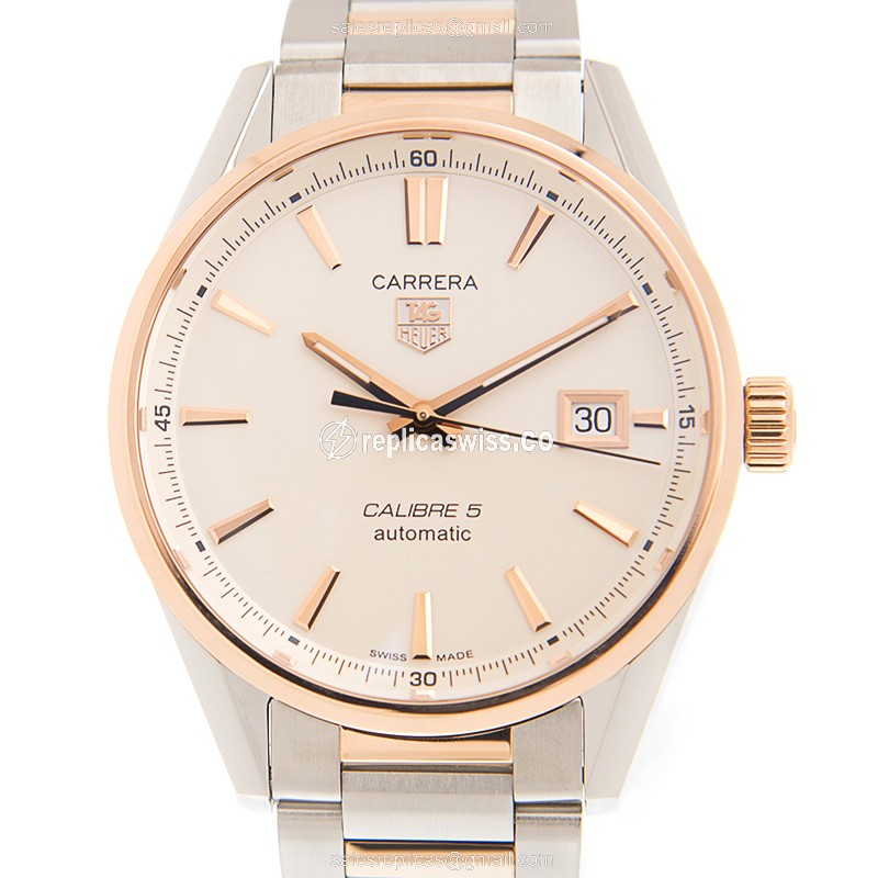 Glamorous Tag Heuer Carrera WAR215D-BD0784 Replica in 18kt Gold & Stainless Steel with Automatic