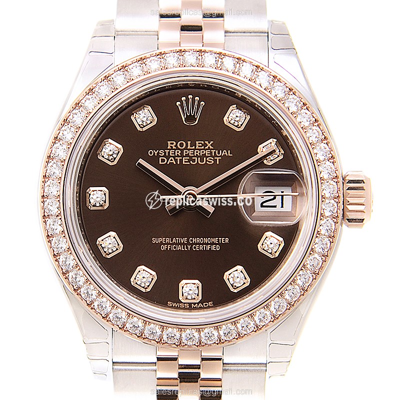 Glamourous Brown Dial 18kt Rose Gold Automatic Rolex Lady Datejust Replica | Exquisite 18kt Gold
