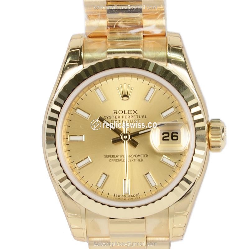 Glamourous Gold Lady Datejust Rolex Replica | Automatic Movement | Sapphire Crystal Watch