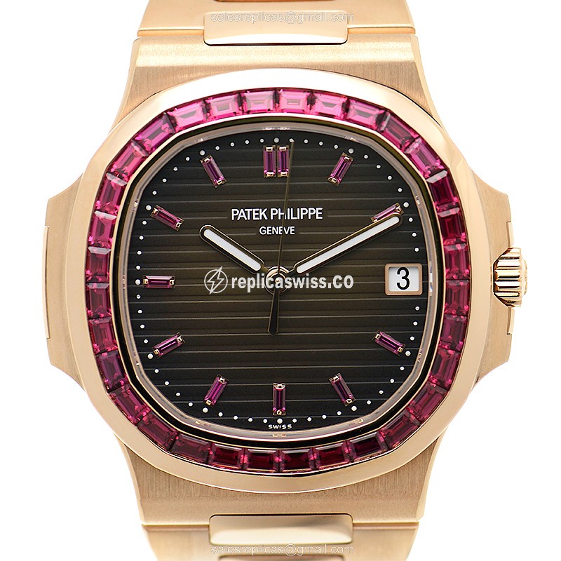 Glamourous Patek Philippe 5723-112R Replica in 18kt Rose Gold, Brown Dial & Sapphire Crystal Watch