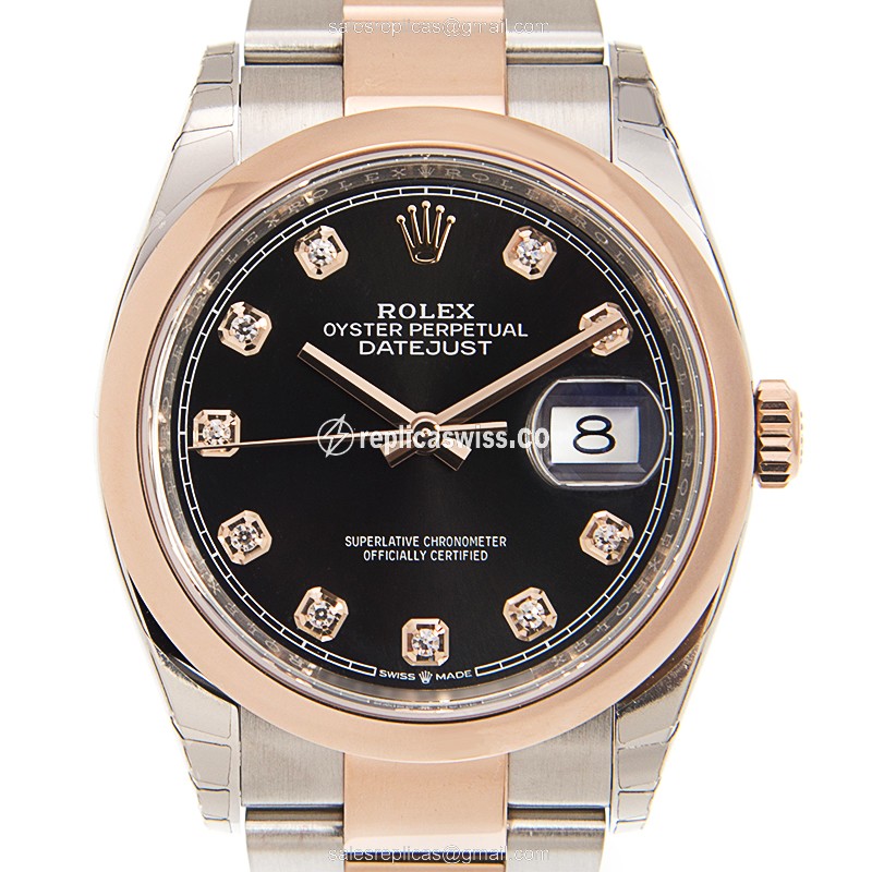 Glamourous Rolex DATEJUST 126201-0020 Replica in 18kt Black Gold Stainless Steel Automatic