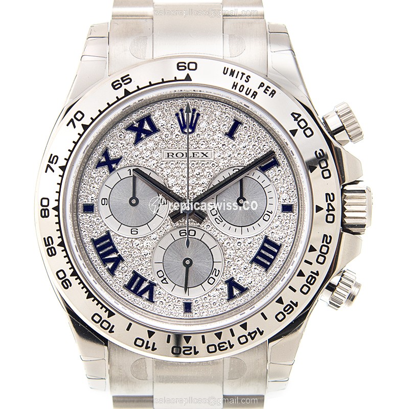 Glamourous Rolex Daytona Replica in 18kt Gold, Automatic Movement, Silver Dial Watch