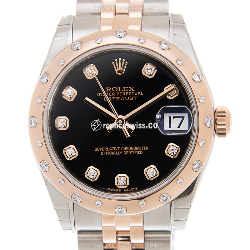 Glamourous Rolex Lady Datejust Replica in Black Dial, Automatic Movement & Steel Case Watch
