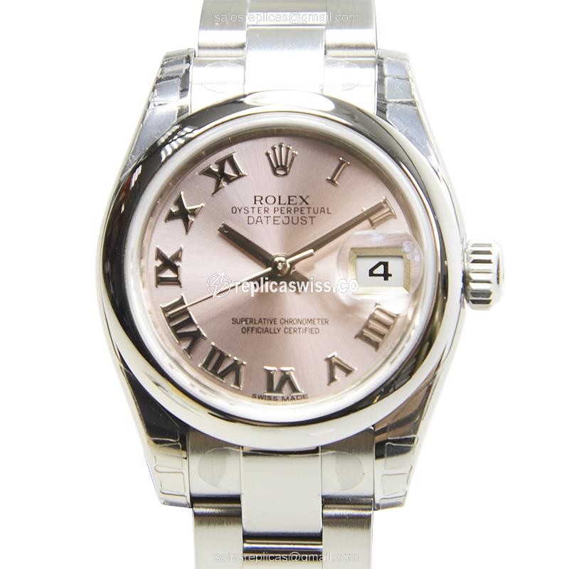 Glamourous Rolex Lady Datejust Replica in Pink Dial, Automatic Movement, Steel Case & Silver Band