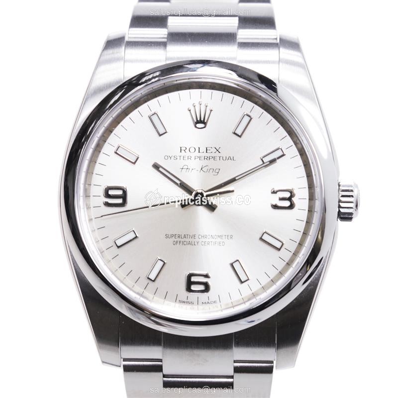 Glamourous Silver Rolex Oyster Perpetual Replica with Automatic Movement & Steel Case Watch