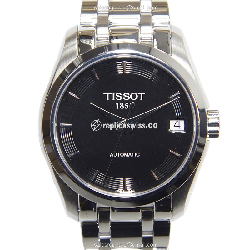 Glamourous Tissot T-CLASSIC Automatic Replica, Black Dial, Stainless Steel Case, Steel Band Watch