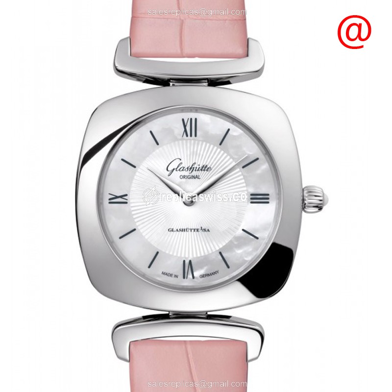 Glashutte 1-03-02-05-02-31 Retro Classic | White Dial | Stainless Steel Case & Alligator Pink Strap