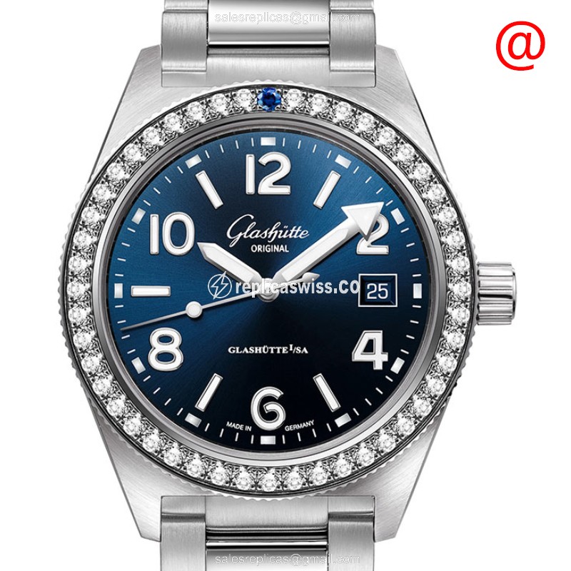 Glashutte 1-39-11-09-82-70 SPEZIALIST Automatic Steel Case Blue Dial Silver Clasp & Sapphire