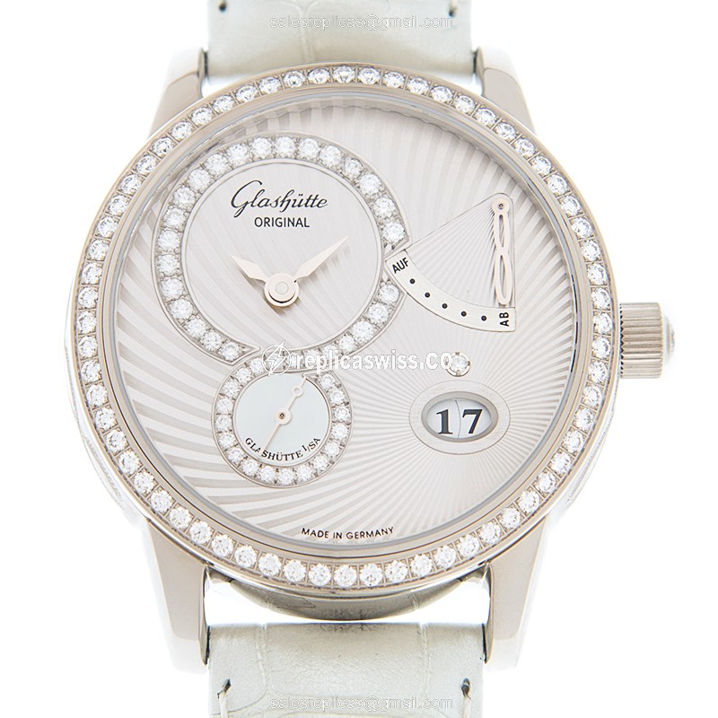 Glashutte 1-65-01-50-50-04 Ladies Watch Replica | Manual Wind | 18kt White Gold Case & Diamond Bezel