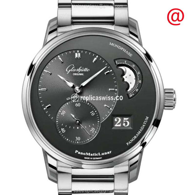 Glashutte 1-90-02-43-32-71 PANO Automatic — Dark Grey Dial, Stainless Steel Case, Silver Clasp &