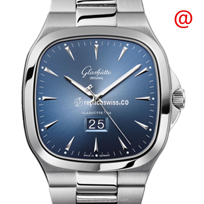 Glashutte 2-39-47-13-12-14 Retro Collection Automatic Steel Case Blue Dial Silver Steel Strap