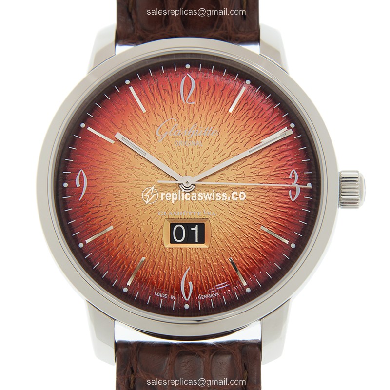 Glashutte Senator Sixties Replica in Stainless Steel, Automatic Movement, Red Dial & Brown