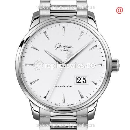 Glashutte Senator Skeletonized Automatic | White Dial & Steel Case, Exquisite Luxury Replica Watch
