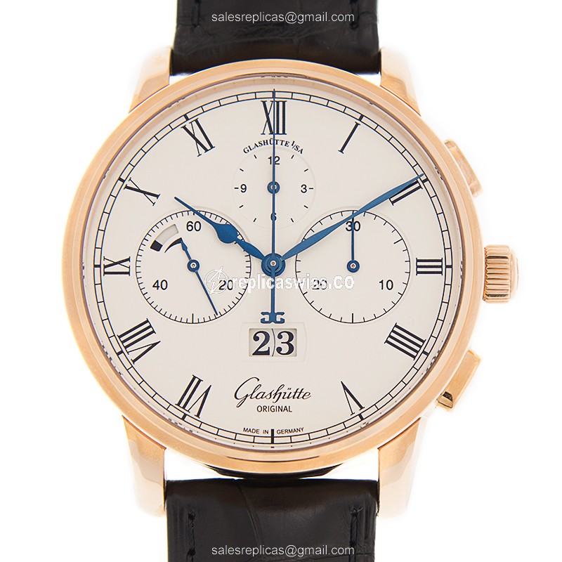 Glashutte Senator Skeletonized Replica in 18kt Gold, Automatic Movement & White Dial Watch