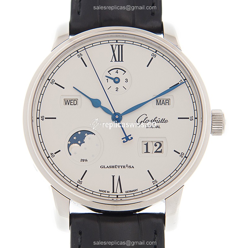 Glashutte Senator Skeletonized Replica in Stainless Steel with Automatic Movement White Dial