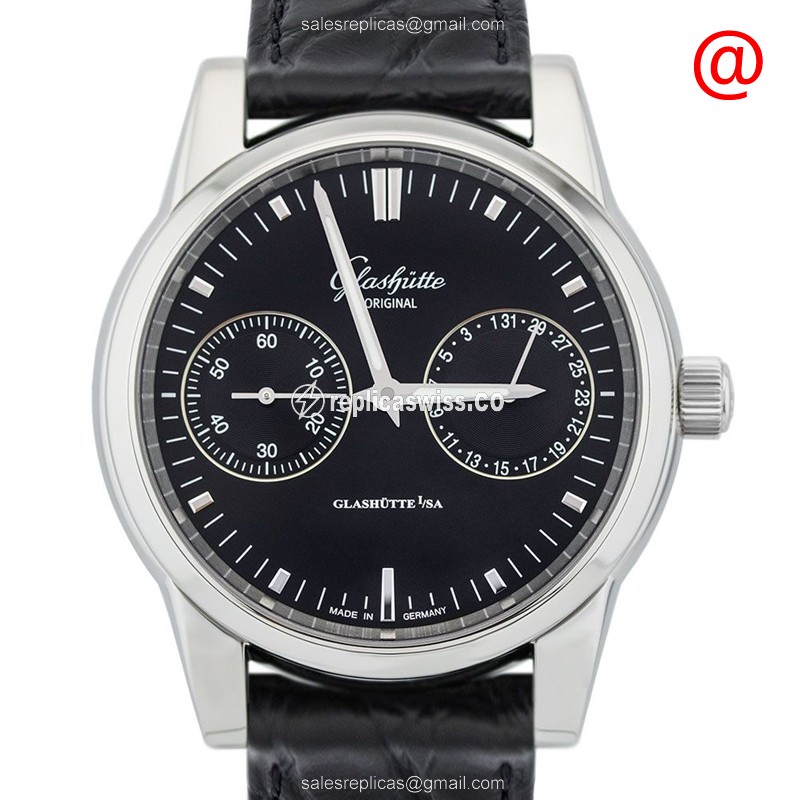 Glashutte Senator Skeletonized Watch | Automatic Movement | Black Dial, Steel Case