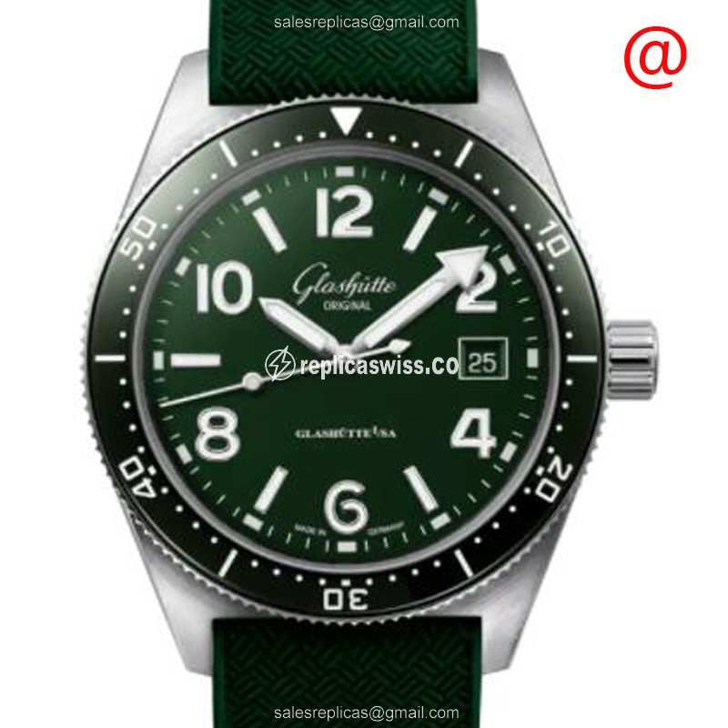 Glashutte Spezialist 1-39-11-13-83-37 Replica | Automatic Movement | Green Dial & Rubber Strap Watch