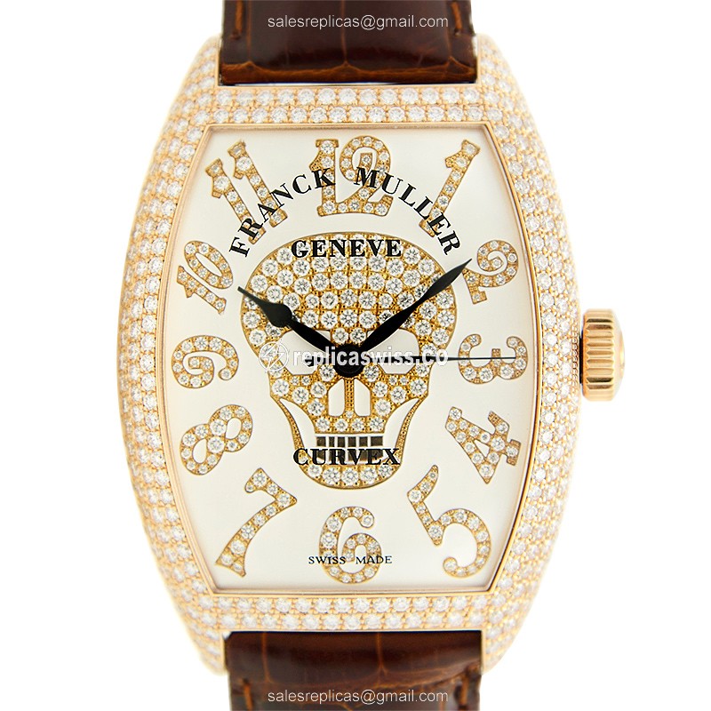 Gothique Timepiece by Franck Muller | White Dial, Automatic Movement | 18kt Rose Gold & Alligator