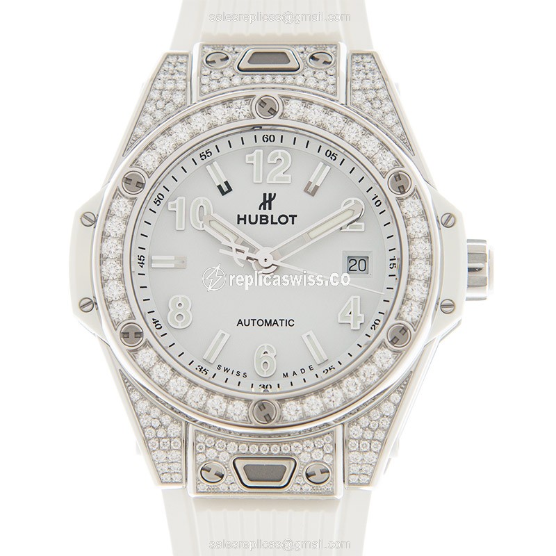 Hublot BIG BANG 485.SE.2010.RW.1604 Replica | Automatic Movement, White Dial & Diamond Case Watch