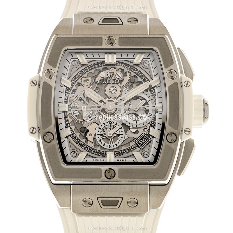 Hublot Big Bang 642.NE.2010.RW Automatic Titanium Replica, White Rubber Strap & Transparent