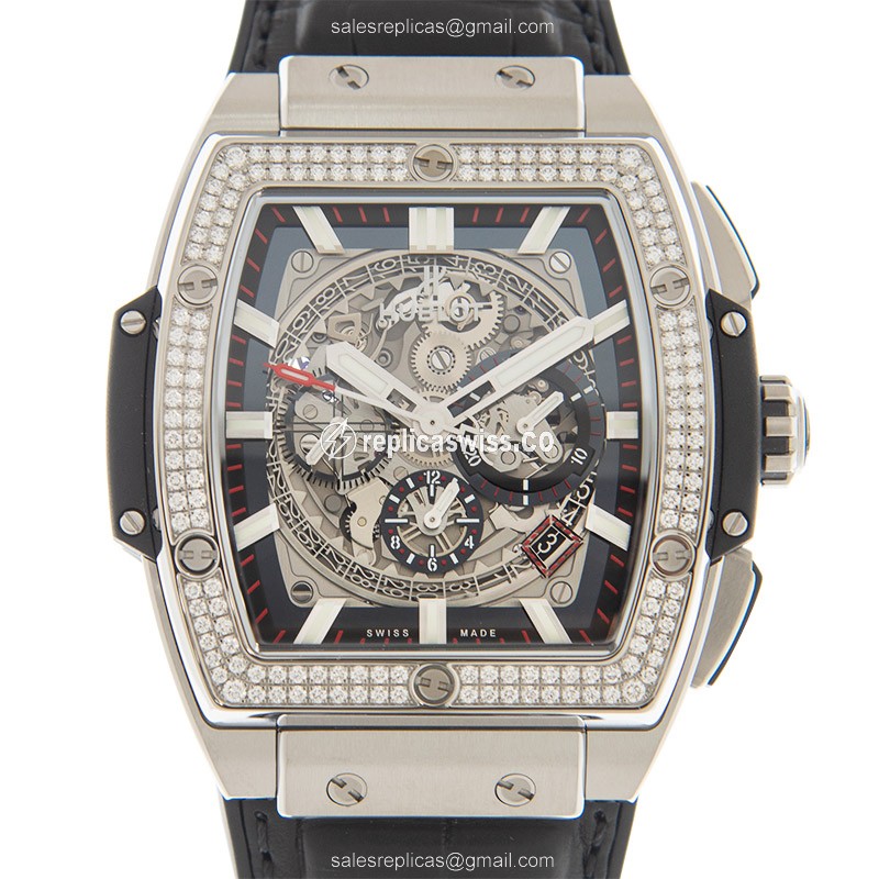 Hublot BIG BANG Automatic Titanium Case, Silver Dial, Black Alligator Strap Replica Watch