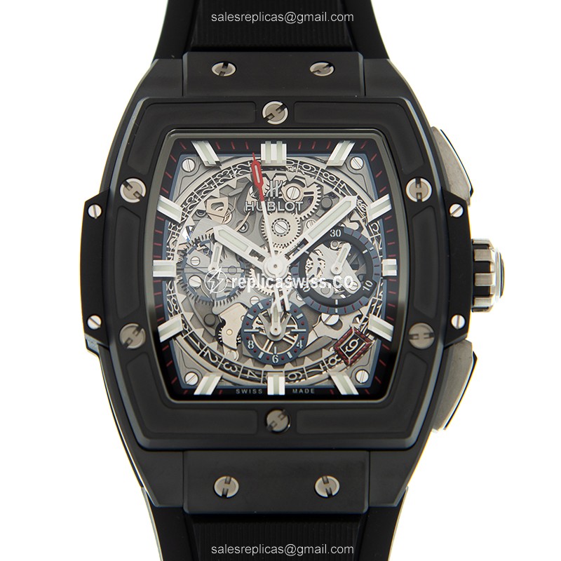 Hublot BIG BANG Ceramic Replica | Automatic Movement, Silver Dial, Black Rubber Strap Watch
