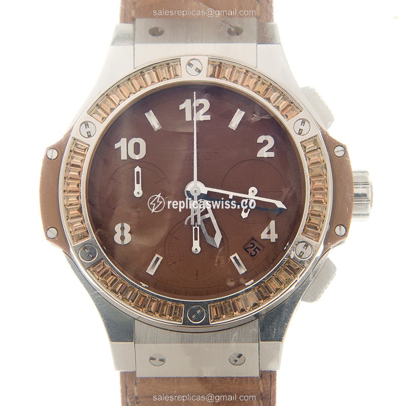 Hublot Big Bang Replica, Automatic Movement, Brown Dial & Brown Alligator Strap Watch