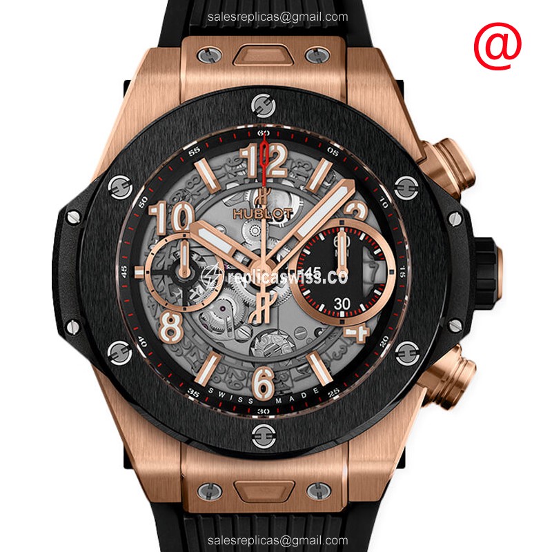 Hublot BIG BANG Replica in 18kt Rose Gold | Automatic Movement | Black Rubber Strap Watch