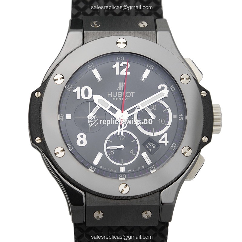 Hublot BIG BANG Replica in Black Ceramic, Automatic Movement & Rubber Strap Watch