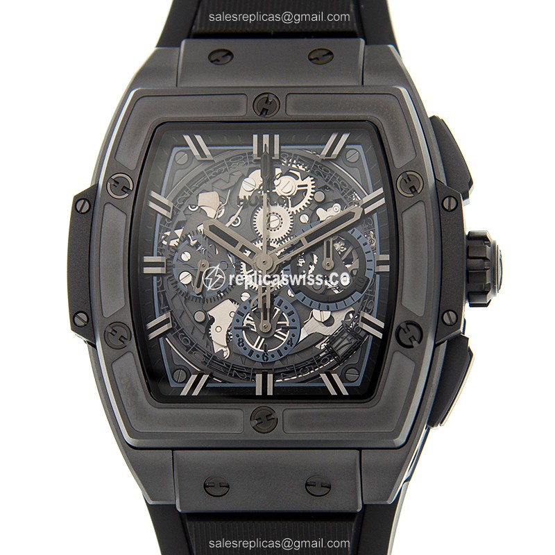 Hublot BIG BANG Replica in Ceramic Case | Automatic Movement | Black Dial & Rubber Strap Watch