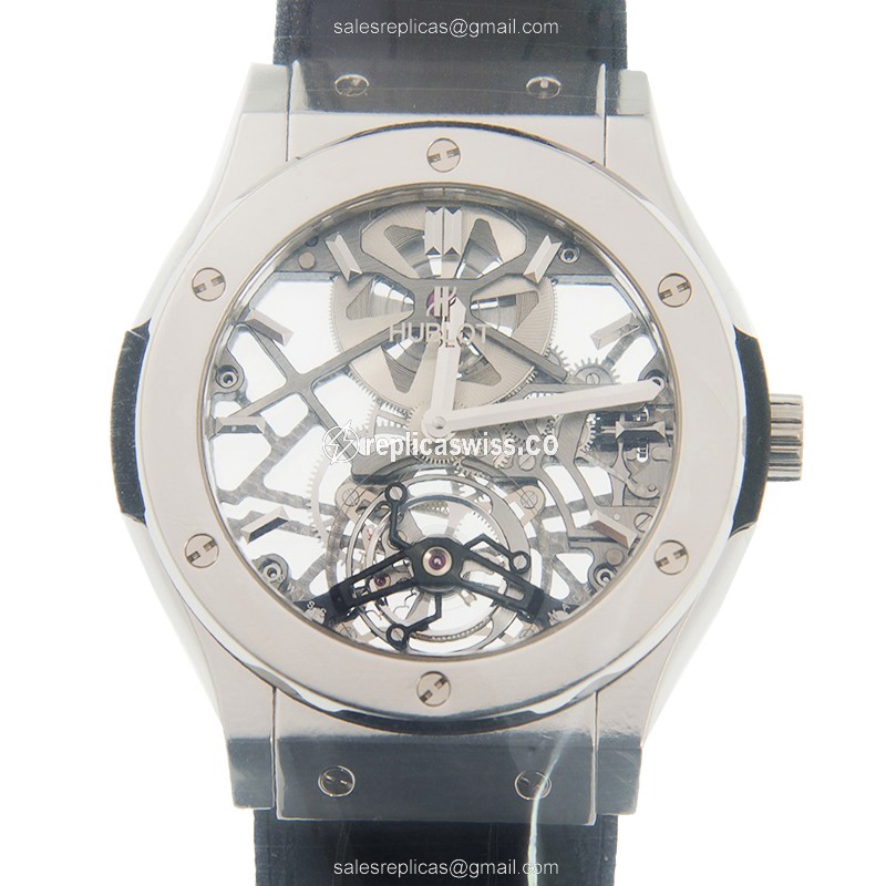 Hublot Classic Fusion 505.TX.0170.LR Manual Wind Titanium Replica, Gray Dial, Black Alligator Strap