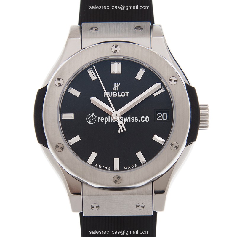 Hublot Classic Fusion 581.NX.1171.RX Replica, Black Dial, Quartz Movement, Stainless Steel Case
