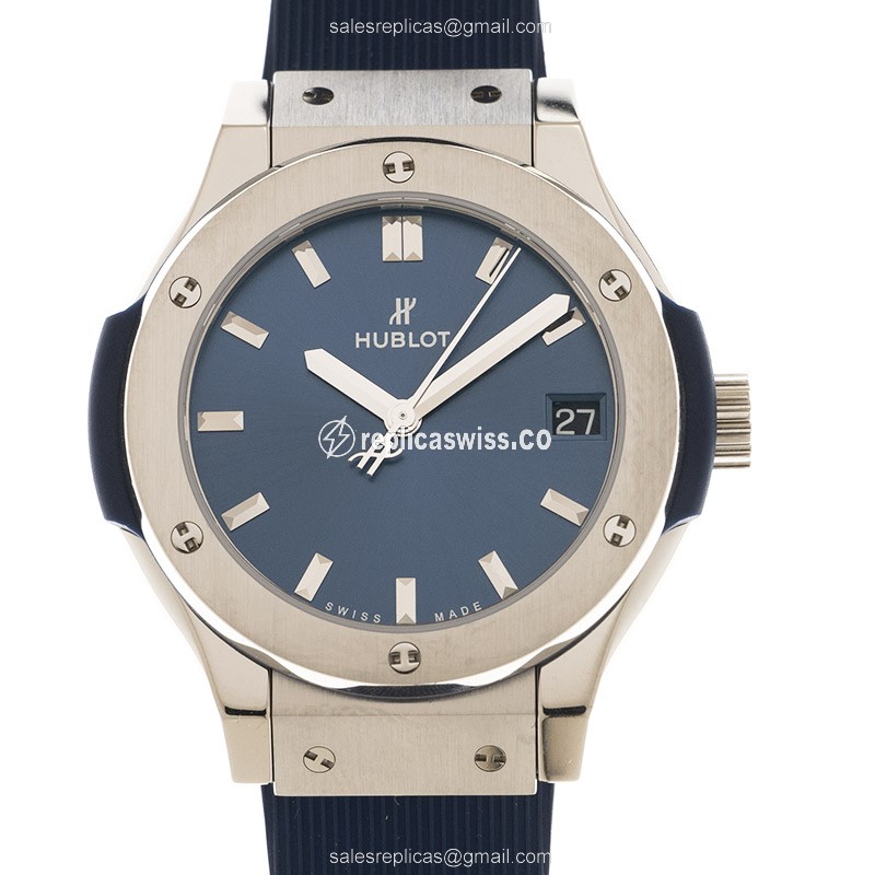 Hublot Classic Fusion 581.NX.7170.RX Replica with Blue Dial Stainless Steel Case Watch