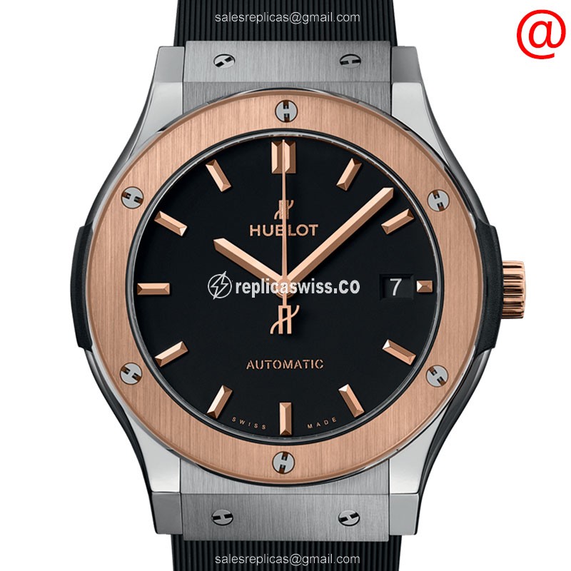 Hublot Classic Fusion Replica in 18kt Rose Gold Titanium Case, Automatic Movement & Black Dial Watch