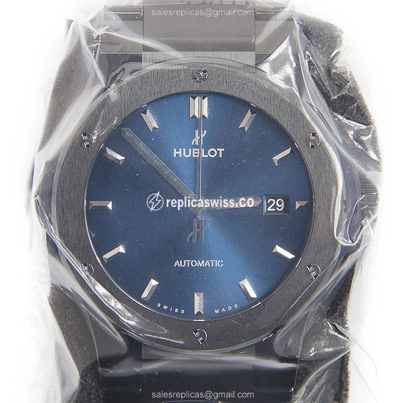 Hublot Classic Fusion Replica in Blue Dial & Stainless Steel, Automatic Movement & Ceramic Band