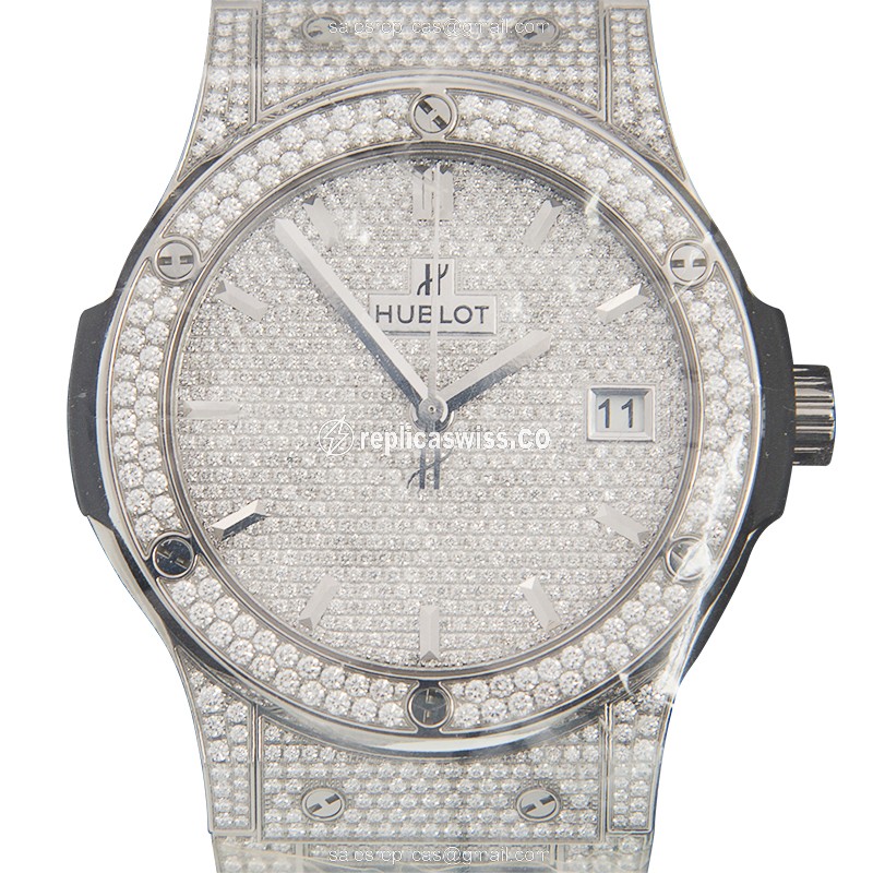 Hublot Classic Fusion Replica in Titanium & Diamond Case | Automatic Movement, Silver Dial Watch