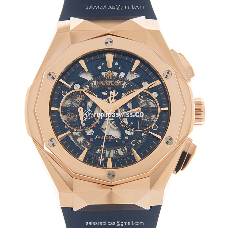Hublot Classic Fusion Replica Watch | Automatic Movement, 18kt Gold Case, Blue Dial