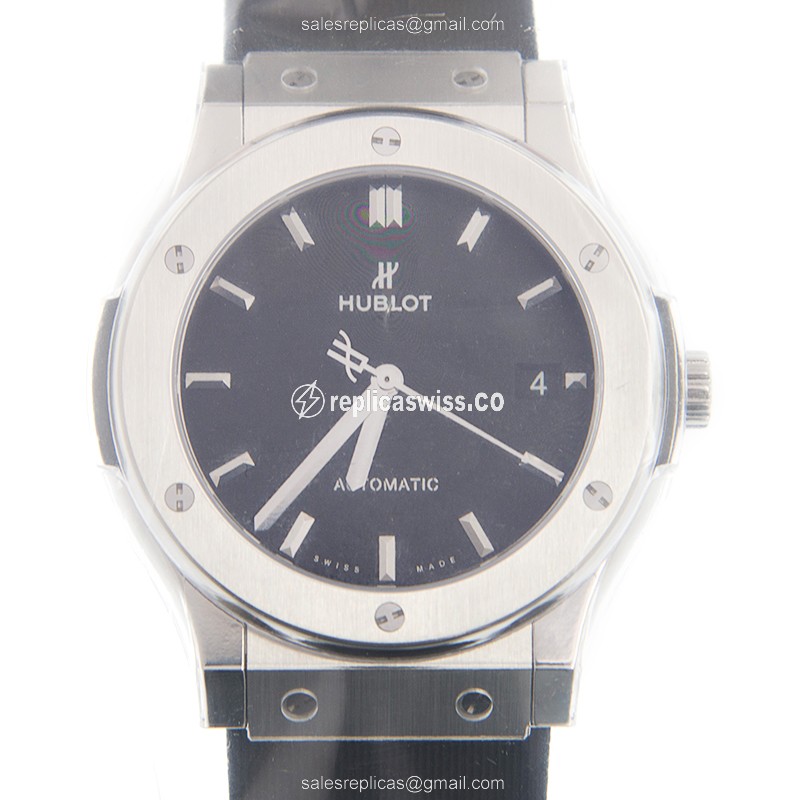Hublot Classic Fusion Replica Watch: Automatic Movement, Black Titanium Case, Black Rubber Strap