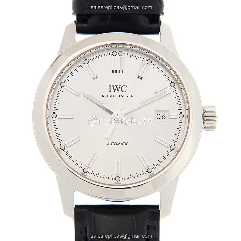 IWC Ingenieur IW357001 Replica with Automatic Movement Silver Dial on Black Alligator Strap