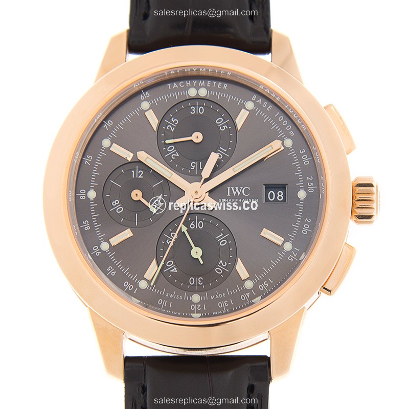 IWC Ingenieur IW380803 Replica: Automatic Movement, 18kt Gold Case, Gray Dial & Leather Strap Watch