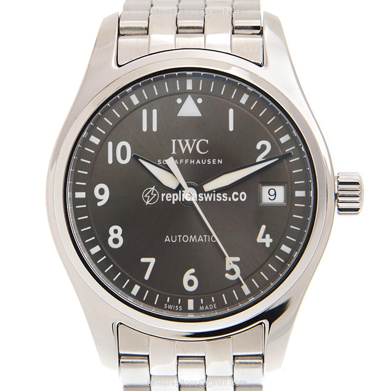 IWC IW324002 PILOTS Replica with Automatic Movement Gray Dial on Steel Strap Watch