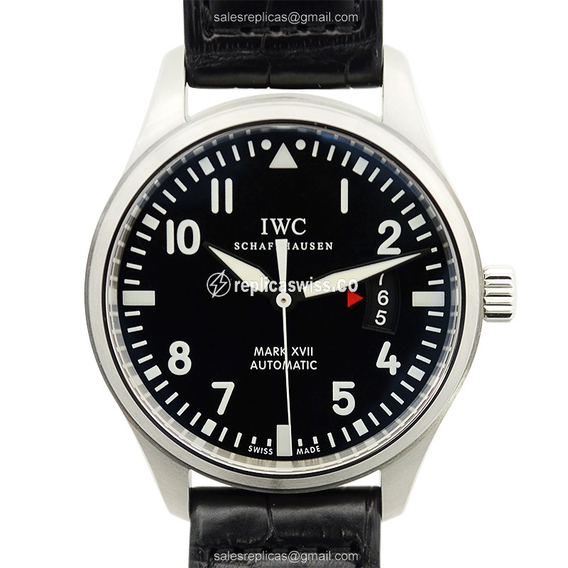 IWC IW326501 PILOTS Replica Watch | Automatic Movement | Black Dial & Alligator Strap