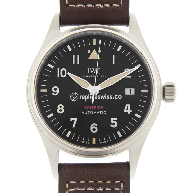 IWC IW326803 Spitfire Replica | Automatic Movement, Black Dial & Brown Leather Strap Watch