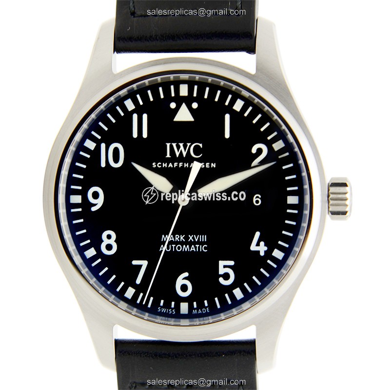 IWC IW327001 PILOTS Replica Watch | Automatic Movement | Black Dial & Cowhide Strap