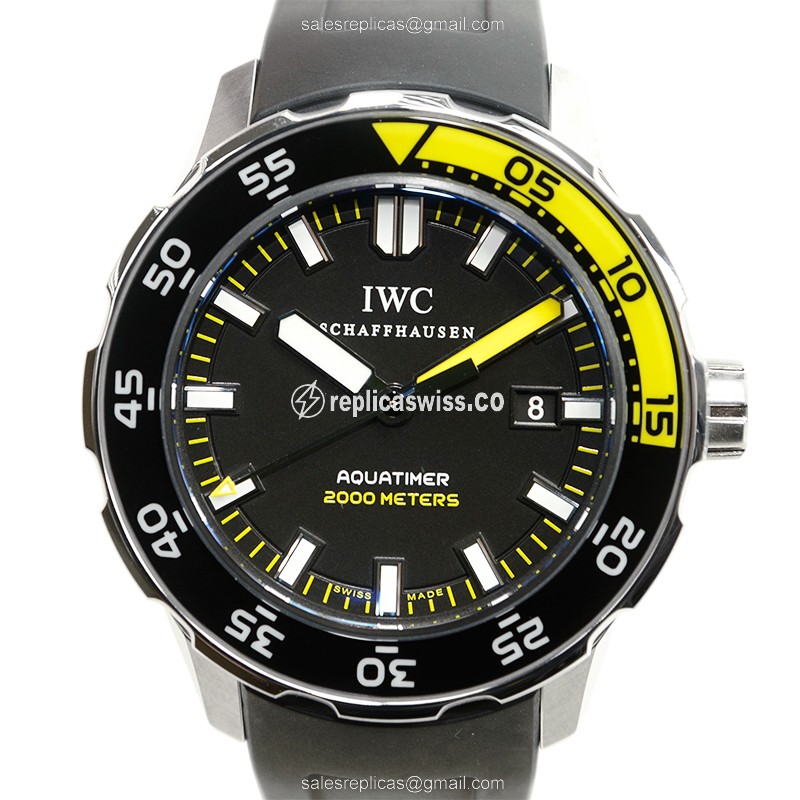 IWC IW356810 AQUATIMER Black Dial Automatic Steel Case Ruby-Crystal, Black Rubber Strap Watch