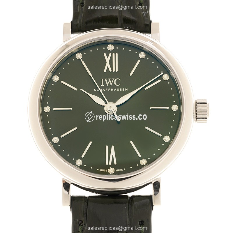 IWC IW357405 PORTOFINO Automatic Green Dial Steel Case with Alligator Green Strap & Sapphire
