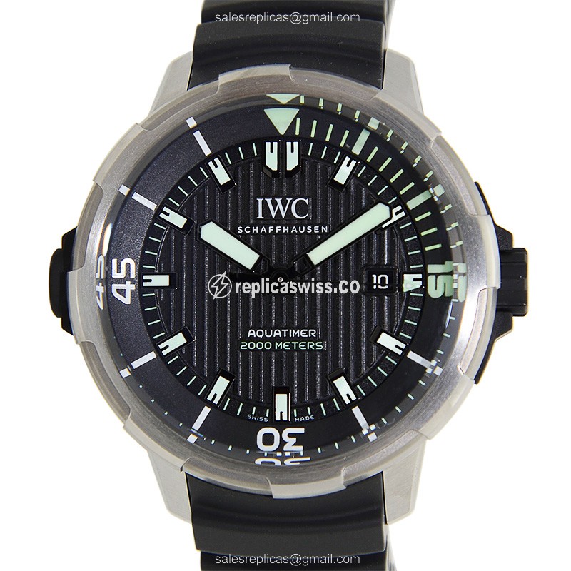 IWC IW358002 AQUATIMER Black Dial Automatic Titanium Case, Rubber Strap Watch