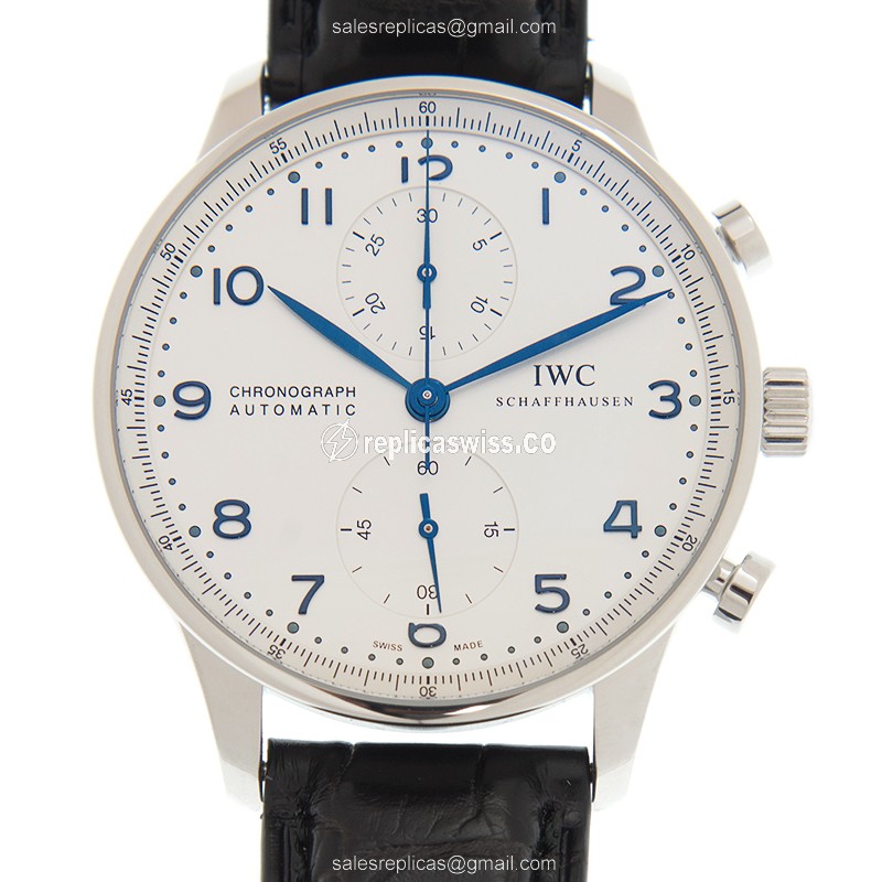 IWC IW371446 Portuguese Automatic Steel Case Silver Dial Black Alligator Strap Sapphire Crystal