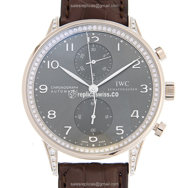 IWC IW371474 Portuguese Replica | Automatic Movement, 18kt White Gold Case & Dark Grey Dial Watch